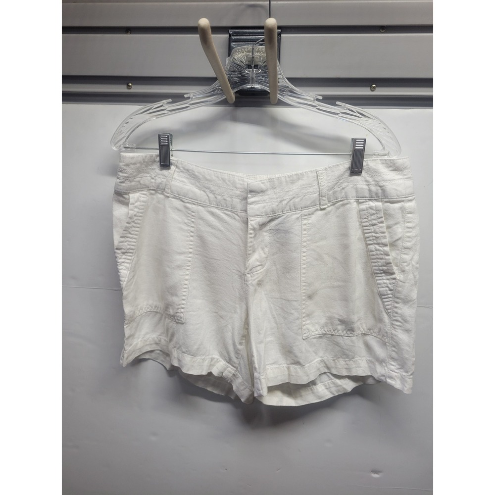 Apt 9 Womens White Linen Blend Modern Fit Shorts Size 10 Casual Summer Mid Rise